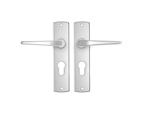 AXA Deurkruk Paar Curve Met Kruk Duim Op Schild Met Profielcilindergat PC55 Aluminium F1 1 AXA Deurkruk Paar Curve Met Kruk Duim Op Schild Met Profielcilindergat PC55 Aluminium F1