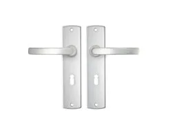 AXA Deurkruk Paar Curve Met Kruk Blok Op Schild Met Sleutelgat SL55 Aluminium F1