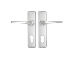 AXA Deurkruk Paar Curve Met Kruk Duim Op Schild Met Profielcilindergat PC72 Aluminium F1