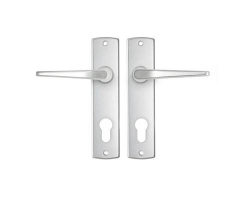 AXA Deurkruk Paar Curve Met Kruk Duim Op Schild Met Profielcilindergat PC72 Aluminium F1 1 AXA Deurkruk Paar Curve Met Kruk Duim Op Schild Met Profielcilindergat PC72 Aluminium F1