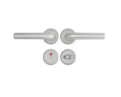 AXA Deurkruk Paar Curve Klik Met Kruk L Op Rozet Met WC-/badkamersluiting Aluminium F1