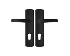 AXA Deurkruk Paar Curve Klik Met Kruk Curve Op Schild Met Profielcilindergat PC72 Zwart