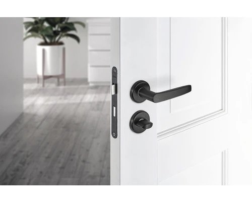 AXA Deurkruk Paar Curve Klik Met Kruk Curve Op Rozet Met WC-/badkamersluiting Zwart 6 AXA Deurkruk Paar Curve Klik Met Kruk Curve Op Rozet Met WC-/badkamersluiting Zwart - Afbeelding 6