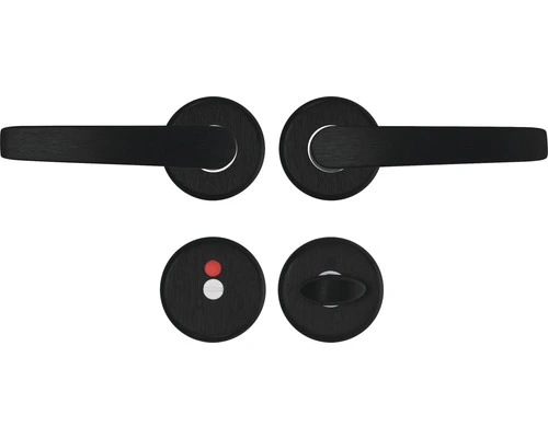 AXA Deurkruk Paar Curve Klik Met Kruk Curve Op Rozet Met WC-/badkamersluiting Zwart 1 AXA Deurkruk Paar Curve Klik Met Kruk Curve Op Rozet Met WC-/badkamersluiting Zwart