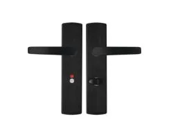 AXA Deurkruk Paar Curve Klik Met Kruk Curve Op Schild Met WC-/badkamersluiting WC63/8 Zwart