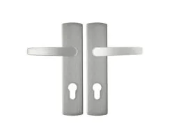 AXA Deurkruk Paar Curve Klik Met Kruk Curve Op Schild Met Profielcilindergat PC72 Aluminium F1