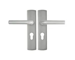 AXA Deurkruk Paar Curve Klik Met Kruk L Op Schild Met Profielcilindergat PC55 Aluminium F1