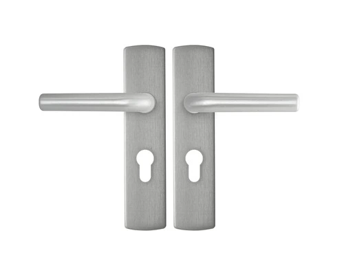 AXA Deurkruk Paar Curve Klik Met Kruk L Op Schild Met Profielcilindergat PC55 Aluminium F1 1 AXA Deurkruk Paar Curve Klik Met Kruk L Op Schild Met Profielcilindergat PC55 Aluminium F1