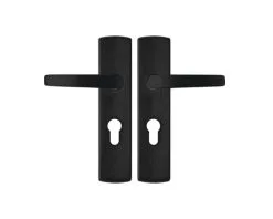 AXA Deurkruk Paar Curve Klik Met Kruk Curve Op Schild Met Profielcilindergat PC55 Zwart