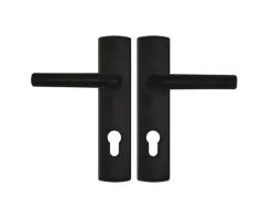 AXA Deurkruk Paar Curve Klik Met Kruk L Op Schild Met Profielcilindergat PC72 Zwart