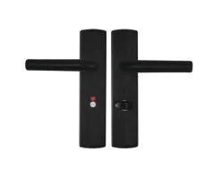 AXA Deurkruk Paar Curve Klik Met Kruk L Op Schild Met WC-/badkamersluiting WC63/8 Zwart