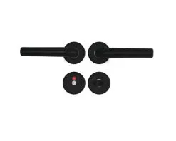 AXA Deurkruk Paar Curve Klik Met Kruk L Op Rozet Met WC-/badkamersluiting Zwart