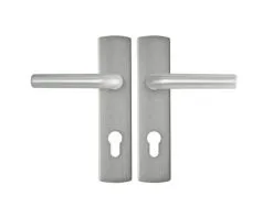 AXA Deurkruk Paar Curve Klik Met Kruk L Op Schild Met Profielcilindergat PC72 Aluminium F1