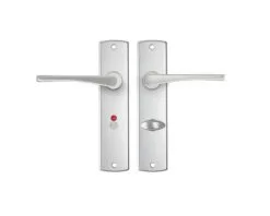 AXA Deurkruk Paar Curve Met Kruk Vlinder Op Schild Met WC-/badkamersluiting WC63/8 Aluminium F1