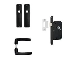 AXA Loopslot 7155 Zwart Met Beslag (deurbeslag Edge Met Kruk Blok Op Blindschild Zwart)