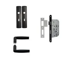 AXA Klavierslot 7135 Dag-nacht SL55 Zwart Met Beslag (deurbeslag Curve Klik Met Kruk Curve Op Schild SL Zwart)