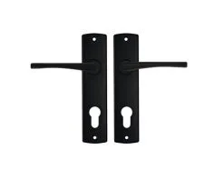 AXA Deurkruk Paar Curve Met Kruk Vlinder Op Schild Met Profielcilindergat PC72 Zwart