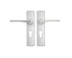 AXA Deurkruk Paar Curve Met Kruk Vlinder Op Schild Met Profielcilindergat PC55 Aluminium F1