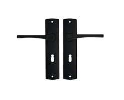 AXA Deurkruk Paar Curve Met Kruk Vlinder Op Schild Met Sleutelgat SL55 Zwart