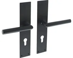 INTERSTEEL Deurkruk Paar Jura Op Schild Met Profielcilindergat PC72 Zwart Mat