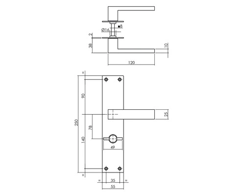 INTERSTEEL Deurkruk Paar Amsterdam Op Schild Met WC-/badkamersluiting WC78/8 Zwart Mat 2 INTERSTEEL Deurkruk Paar Amsterdam Op Schild Met WC-/badkamersluiting WC78/8 Zwart Mat - Afbeelding 2