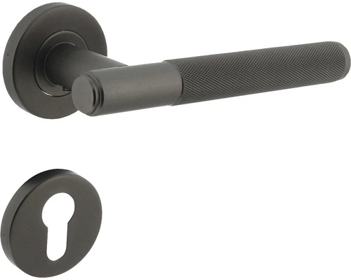 INTERSTEEL Deurkruk Paar Rombo Op Rozet Met Profielcilindergat Antraciet 1 INTERSTEEL Deurkruk Paar Rombo Op Rozet Met Profielcilindergat Antraciet