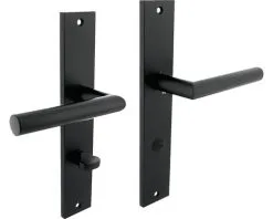 INTERSTEEL Deurkruk Paar Bastian Op Schild Met WC-/badkamersluiting WC78/8 Zwart Mat