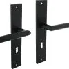 INTERSTEEL Deurkruk Paar Bastian Op Schild Met Sleutelgat SL72 Zwart Mat