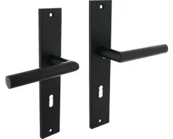 INTERSTEEL Deurkruk Paar Bastian Op Schild Met Sleutelgat SL72 Zwart Mat