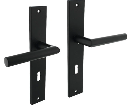 INTERSTEEL Deurkruk Paar Bastian Op Schild Met Sleutelgat SL72 Zwart Mat 1 INTERSTEEL Deurkruk Paar Bastian Op Schild Met Sleutelgat SL72 Zwart Mat