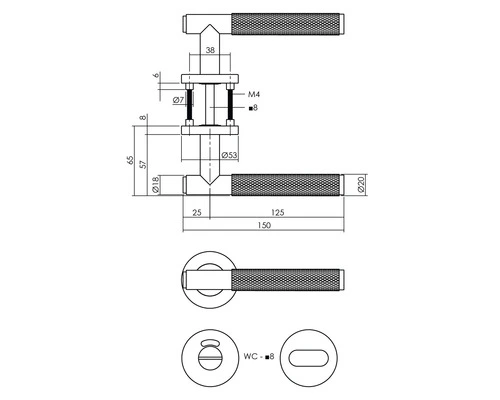 INTERSTEEL Deurkruk Paar Rombo Op Rozet Met WC-/badkamersluiting Antraciet 2 INTERSTEEL Deurkruk Paar Rombo Op Rozet Met WC-/badkamersluiting Antraciet - Afbeelding 2