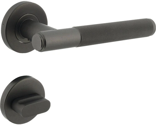 INTERSTEEL Deurkruk Paar Rombo Op Rozet Met WC-/badkamersluiting Antraciet 1 INTERSTEEL Deurkruk Paar Rombo Op Rozet Met WC-/badkamersluiting Antraciet