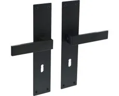 INTERSTEEL Deurkruk Paar Amsterdam Op Schild Met Sleutelgat SL72 Zwart Mat