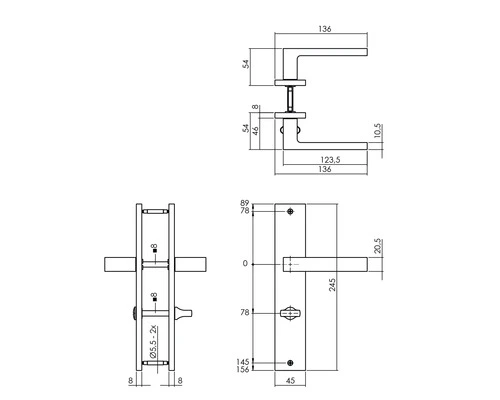 INTERSTEEL Deurkruk Paar Hera Op Schild Met WC-/badkamersluiting WC78/8 Antraciet 2 INTERSTEEL Deurkruk Paar Hera Op Schild Met WC-/badkamersluiting WC78/8 Antraciet - Afbeelding 2