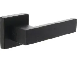 INTERSTEEL Achterdeurbeslag Deurkruk Paar Amsterdam Op Vierkant Rozet Zwart Mat