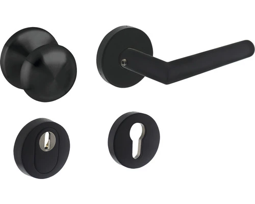 INTERSTEEL Voordeurbeslagset Zwart, 4-delig 1 INTERSTEEL Voordeurbeslagset Zwart, 4-delig