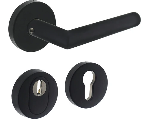 INTERSTEEL Achterdeurbeslagset Jura Op Rond Rozet Zwart Mat 1 INTERSTEEL Achterdeurbeslagset Jura Op Rond Rozet Zwart Mat