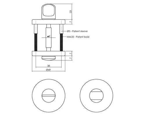 INTERSTEEL Rozet Rond Met WC-/badkamersluiting Zwart Mat 2 INTERSTEEL Rozet Rond Met WC-/badkamersluiting Zwart Mat - Afbeelding 2