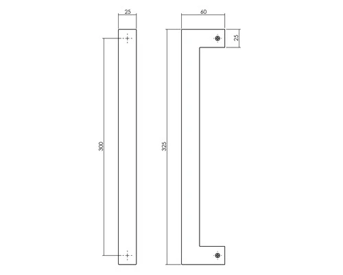 INTERSTEEL Deurgreep Vierkant 325x60x25 Mm Zwart 2 INTERSTEEL Deurgreep Vierkant 325x60x25 Mm Zwart - Afbeelding 2