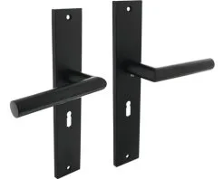 INTERSTEEL Deurkruk Paar Bastian Op Schild Met Sleutelgat SL56 Zwart Mat