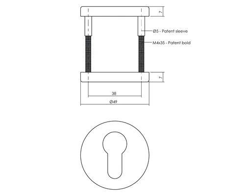 INTERSTEEL Rozet Rond Met Profielcilindergat Zwart Mat, 2 Stuks 2 INTERSTEEL Rozet Rond Met Profielcilindergat Zwart Mat, 2 Stuks - Afbeelding 2