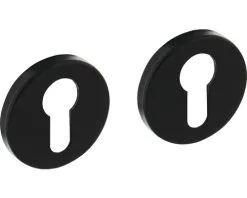 INTERSTEEL Rozet Rond Met Profielcilindergat Zwart Mat, 2 Stuks