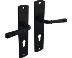 INTERSTEEL Deurkruk Paar Emily Op Schild Met Profielcilindergat PC72 Zwart Mat
