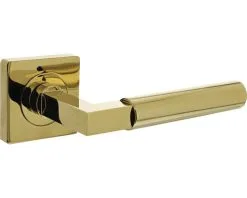 INTERSTEEL Deurkruk Paar Bau-Stil Op Vierkant Rozet Messing Titaan PVD