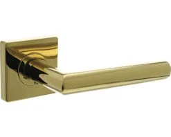 INTERSTEEL Deurkruk Paar Bastian Op Vierkant Rozet Messing Titaan PVD