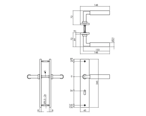 INTERSTEEL Deurkruk Paar Hera Op Schild Met Sleutelgat SL56 Messing Titaan PVD 2 INTERSTEEL Deurkruk Paar Hera Op Schild Met Sleutelgat SL56 Messing Titaan PVD - Afbeelding 2