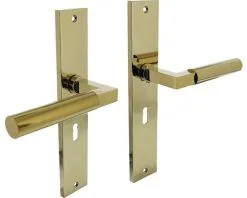 INTERSTEEL Deurkruk Paar Bau-Stil Op Schild Met Sleutelgat SL56 Messing Titaan PVD