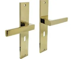 INTERSTEEL Deurkruk Paar Hera Op Schild Met Sleutelgat SL56 Messing Titaan PVD