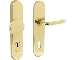 INTERSTEEL Veiligheidsbeslag Ovaal Duw/kruk PC92 Anti-kerntrek Messing Gelakt