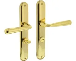 INTERSTEEL Deurkruk Paar Yvonne Op Schild Met WC-/badkamersluiting WC63/8 Messing Gelakt